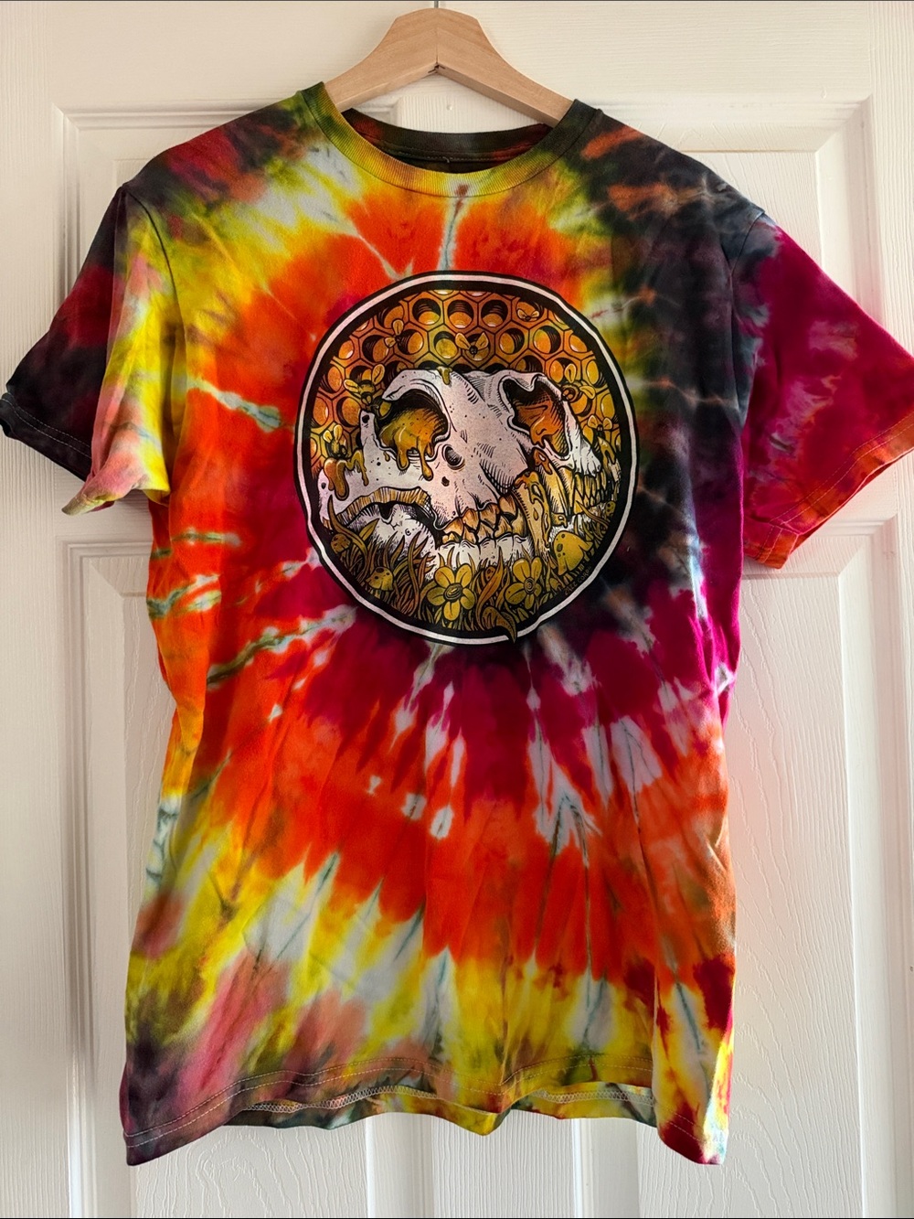 Zazz Corp Greatful Dead Tie-Dye Skull Graphic Mens T-Shirt - Multicolor